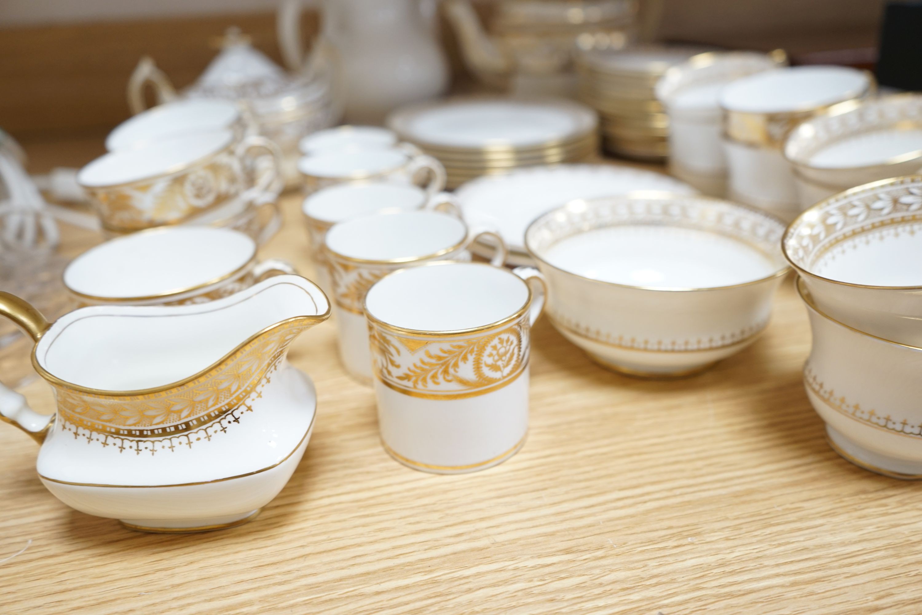 A Regency porcelain part tea and coffee set and an Aynsley part tea service